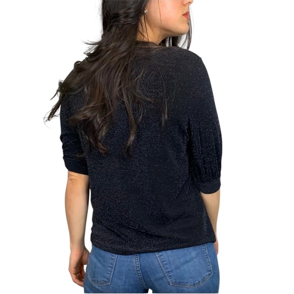 NWT H&M Dolman Sleeve Shimmer Knit V-Neck Top Black Size Small - Picture 3 of 9